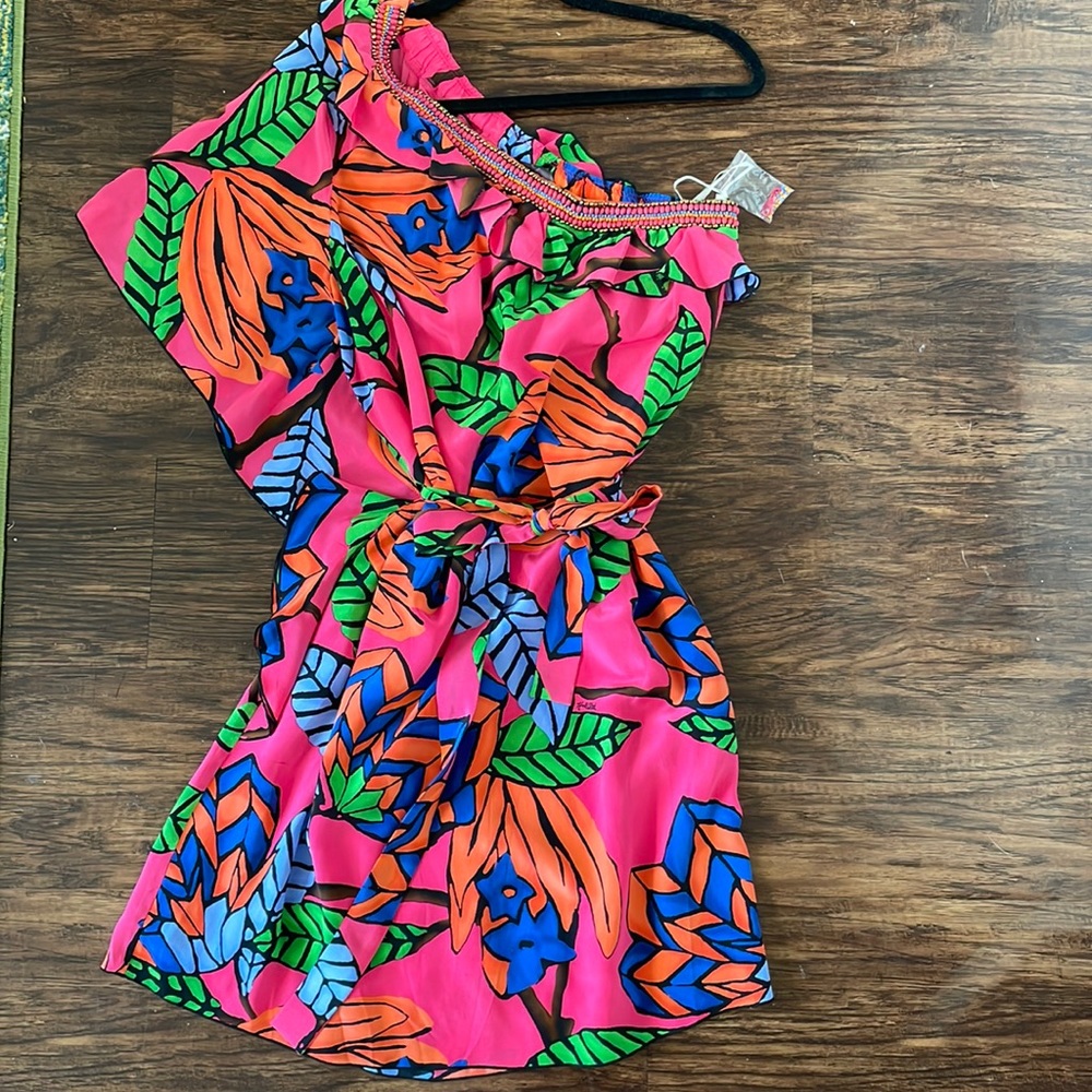 NWT Gorgeous Bright Print One Shoulder dress